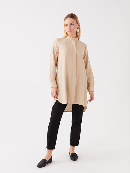 Magnificent Collar Plain Long Sleeve Women's Tunic