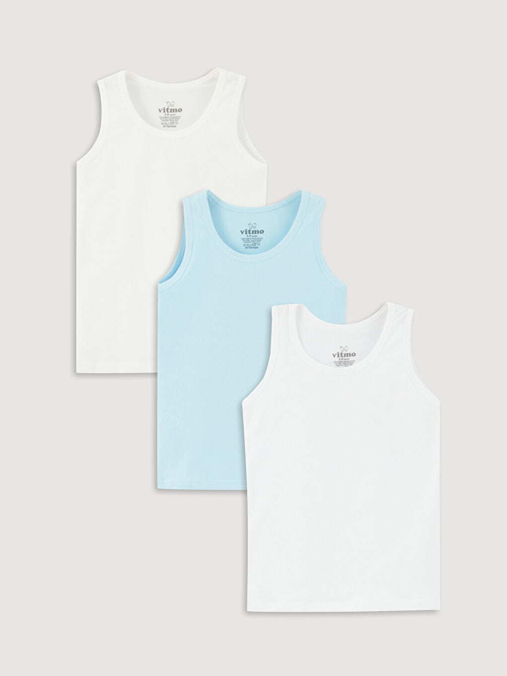 Crew Neck Basic Boy Undershirt 3-pack