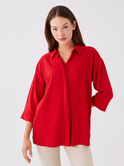 Plain Long Sleeve Oversize Women's Shirt