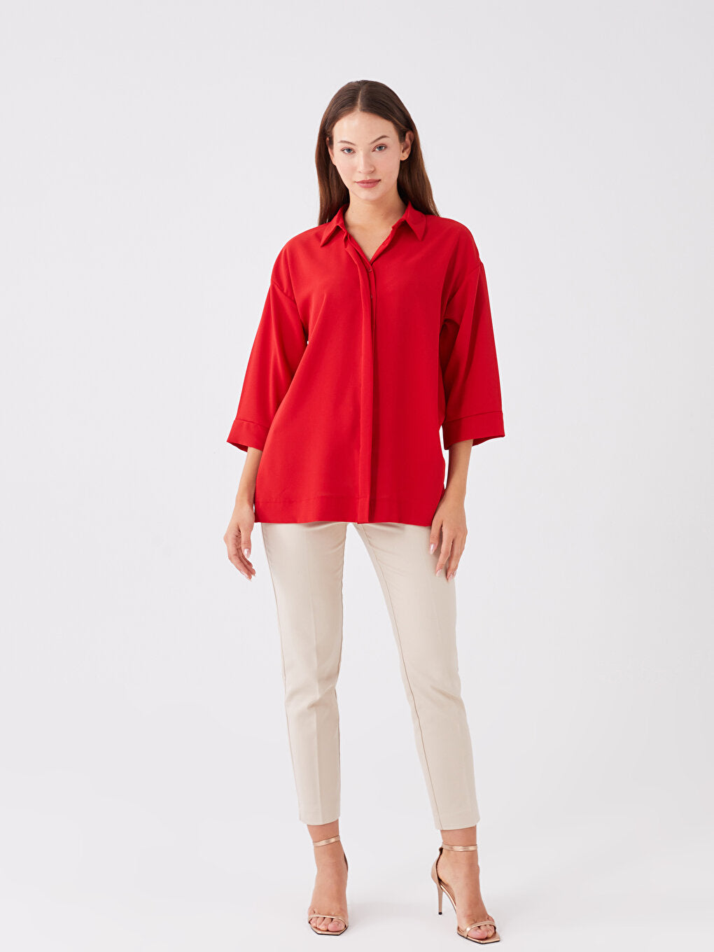 Plain Long Sleeve Oversize Women's Shirt