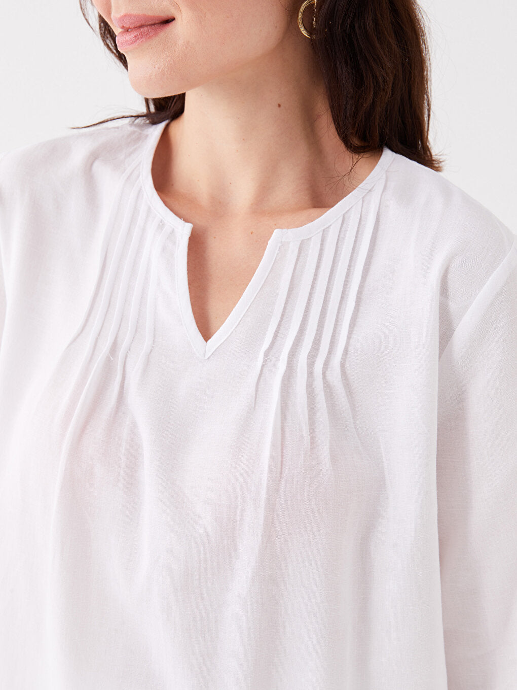 Loose Collar Plain Short Sleeve Women's Blouse