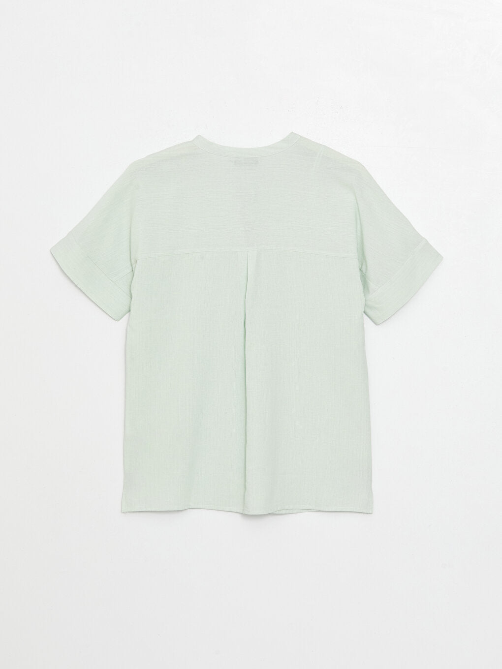 Tie Collar Plain Short Sleeve Linen Blend Women's Blouse