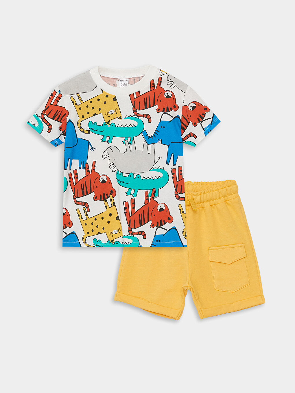 Crew Neck Printed Baby Boy T-Shirt and Shorts 2-Piece Set