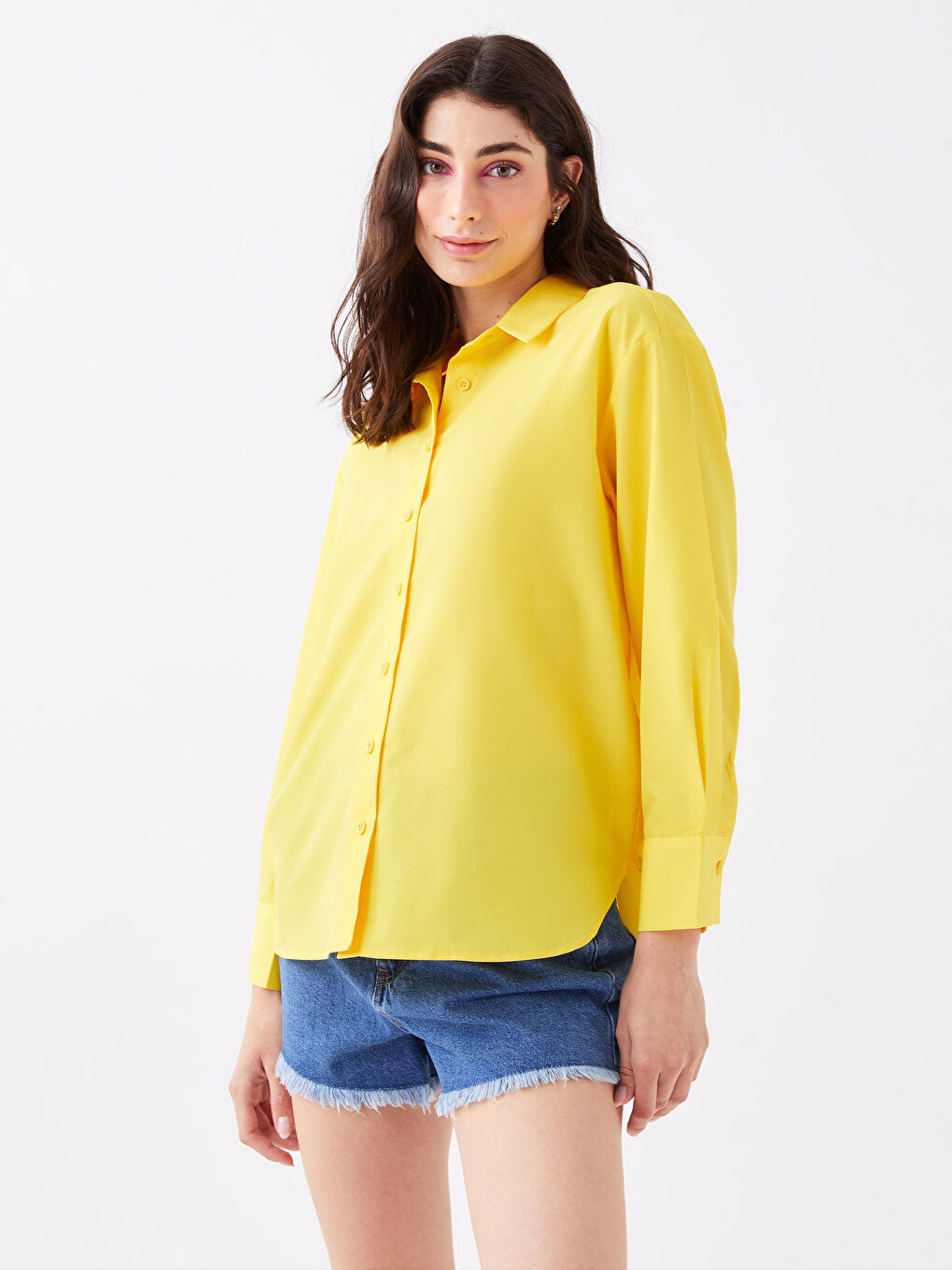 Plain Long Sleeve Oversize Women's Shirt