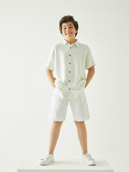 Comfortable Fit Linen Blend Boy's Shorts