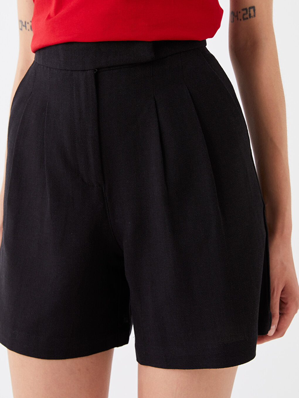 Comfortable Fit Plain Linen Blend Women's Shorts