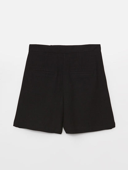 Comfortable Fit Plain Linen Blend Women's Shorts