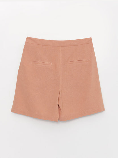 Comfortable Fit Plain Linen Blend Women's Shorts