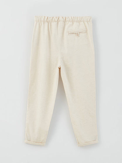 Comfortable Fit Elastic Waist Linen Blend Boy's Trousers