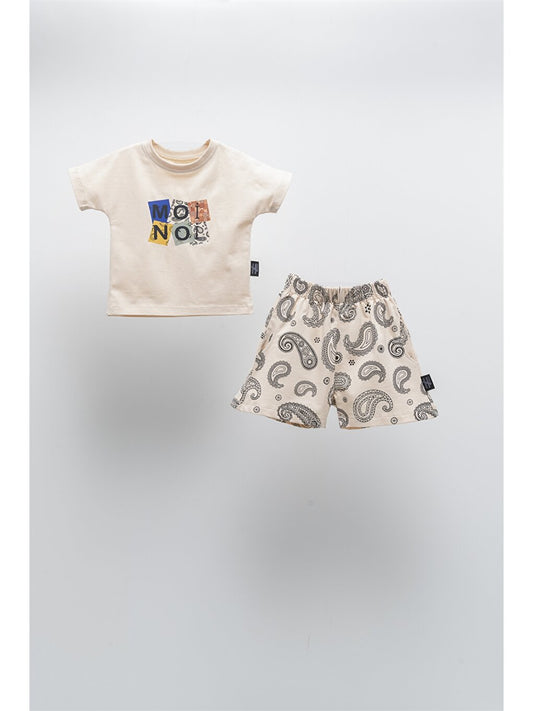 Bicycle Short Short Sleeve Printed Baby Boy T-Shirt and Shorts 2-Piece Set