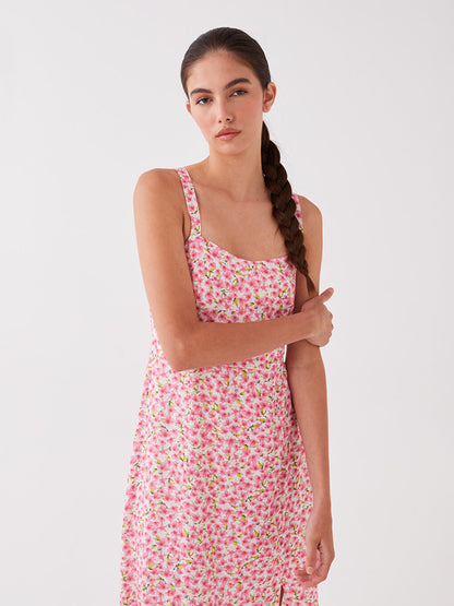 U-Neck Floral Strappy Women's Dress