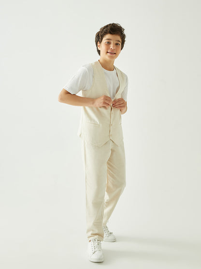 V-Neck Linen Blend Boy's Vest