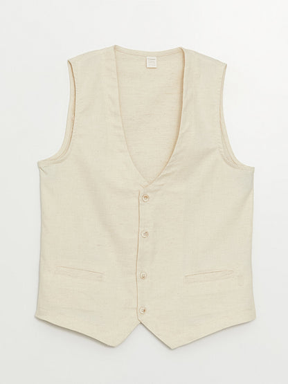 V-Neck Linen Blend Boy's Vest