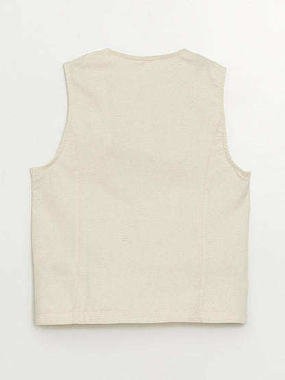 V-Neck Linen Blend Boy's Vest