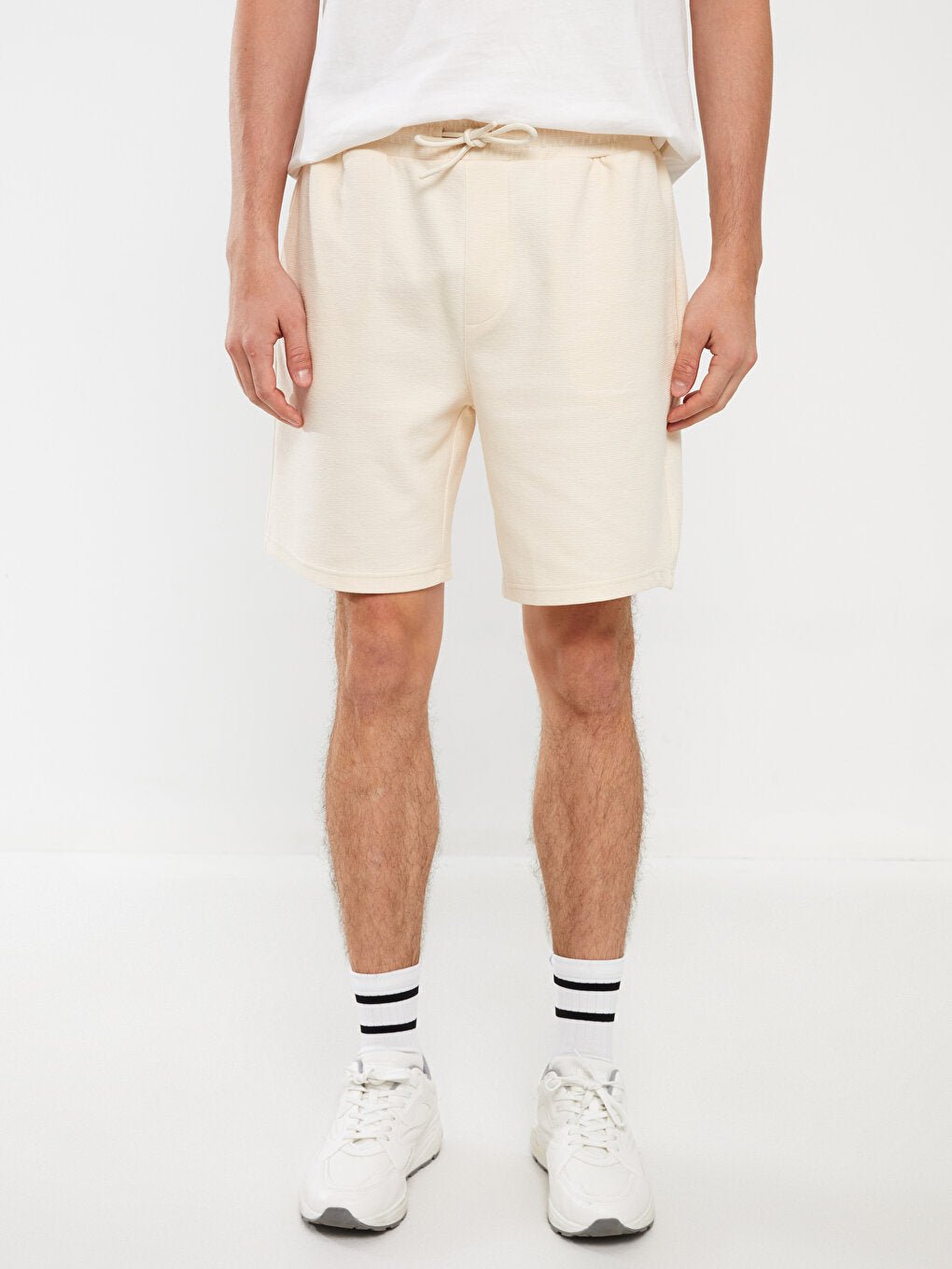 Standard Fit Men's Shorts with Waist Tie Detail