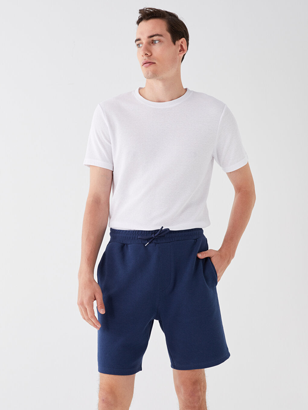 Standard Fit Men's Shorts with Waist Tie Detail