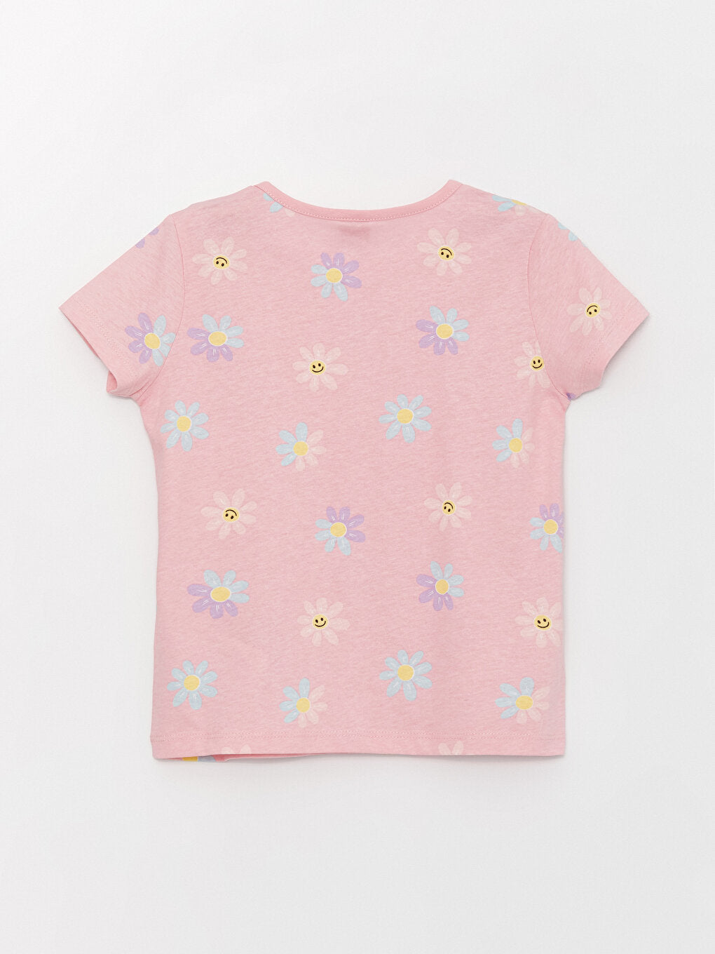 Crew Neck Patterned Short Sleeve Girls' T-Shirt