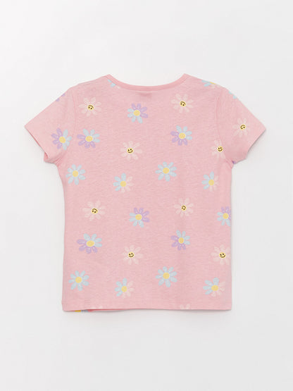 Crew Neck Patterned Short Sleeve Girls' T-Shirt