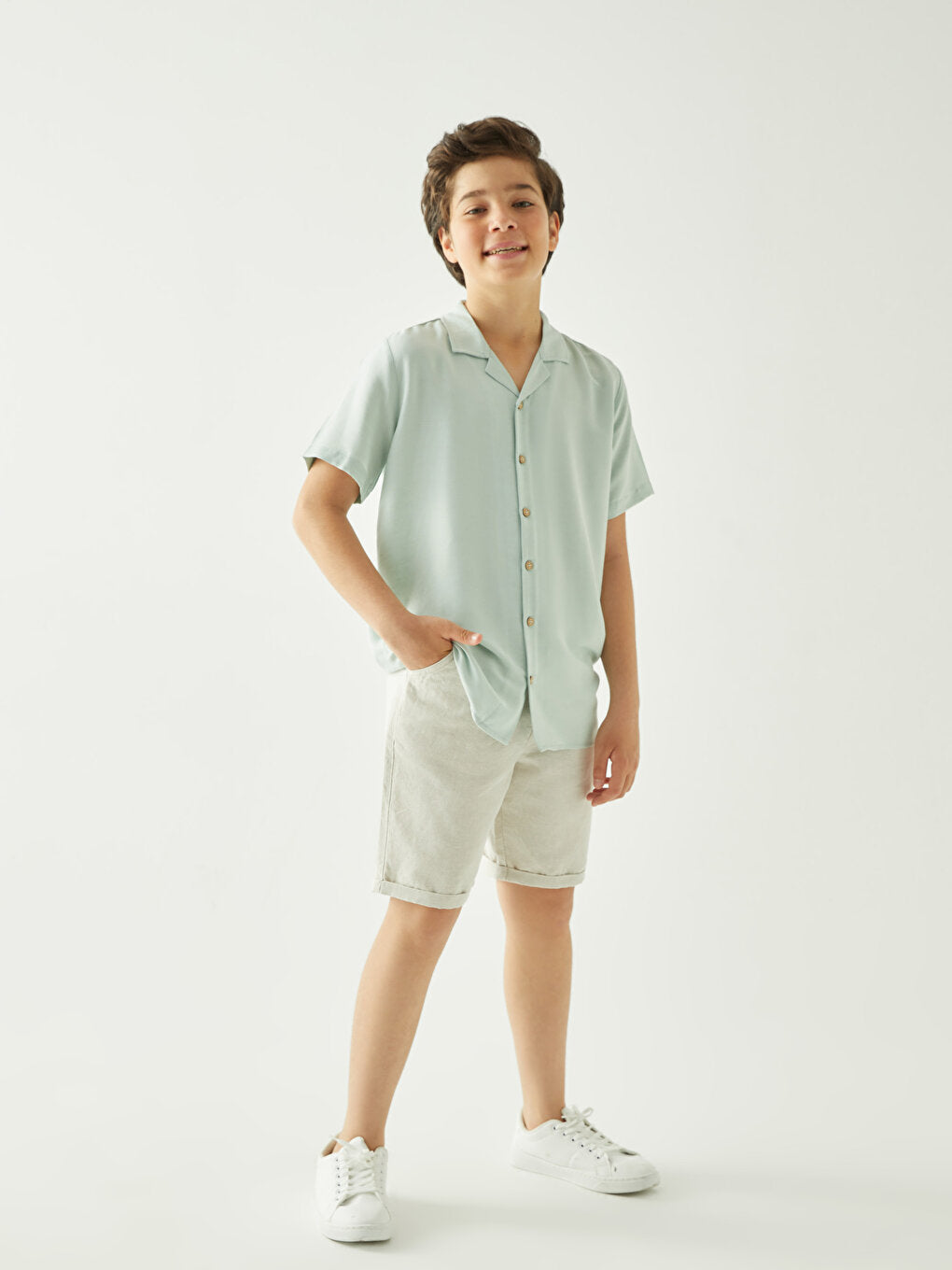 Comfortable Fit Linen Blend Boy's Shorts