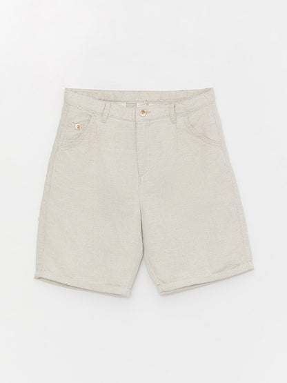 Comfortable Fit Linen Blend Boy's Shorts