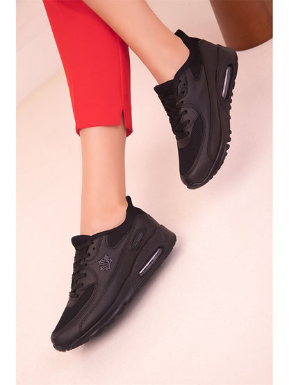 Leather Look Lace-up Women's Active Sneakers