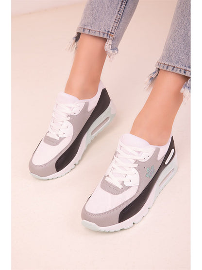 Leather Look Lace-up Women's Active Sneakers