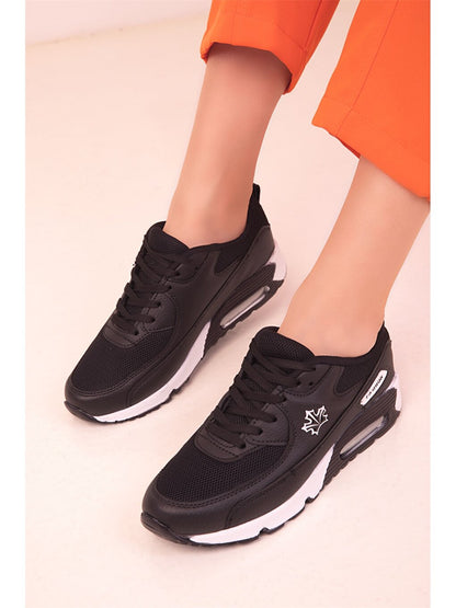 Leather Look Lace-up Women's Active Sneakers