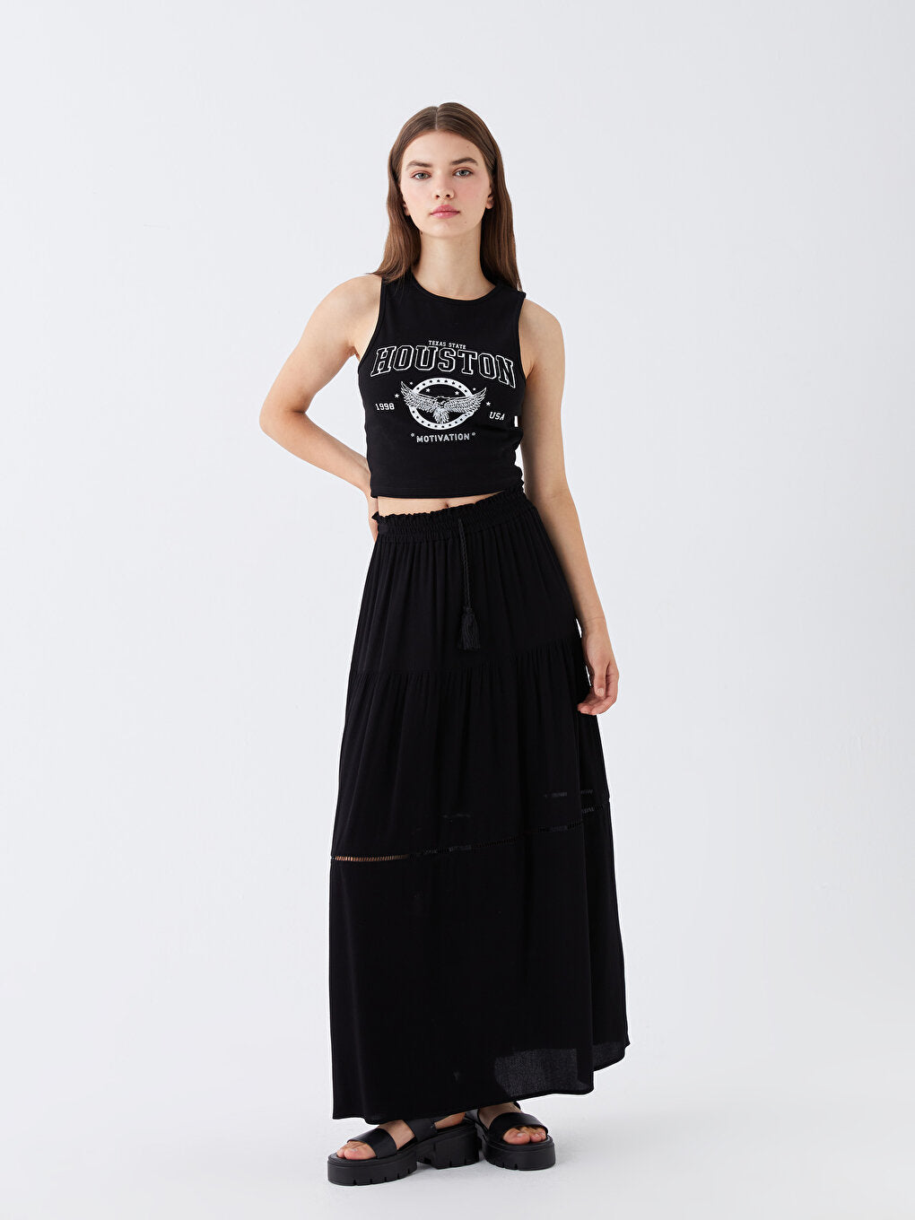 Women's Elastic Waist Straight Skirt