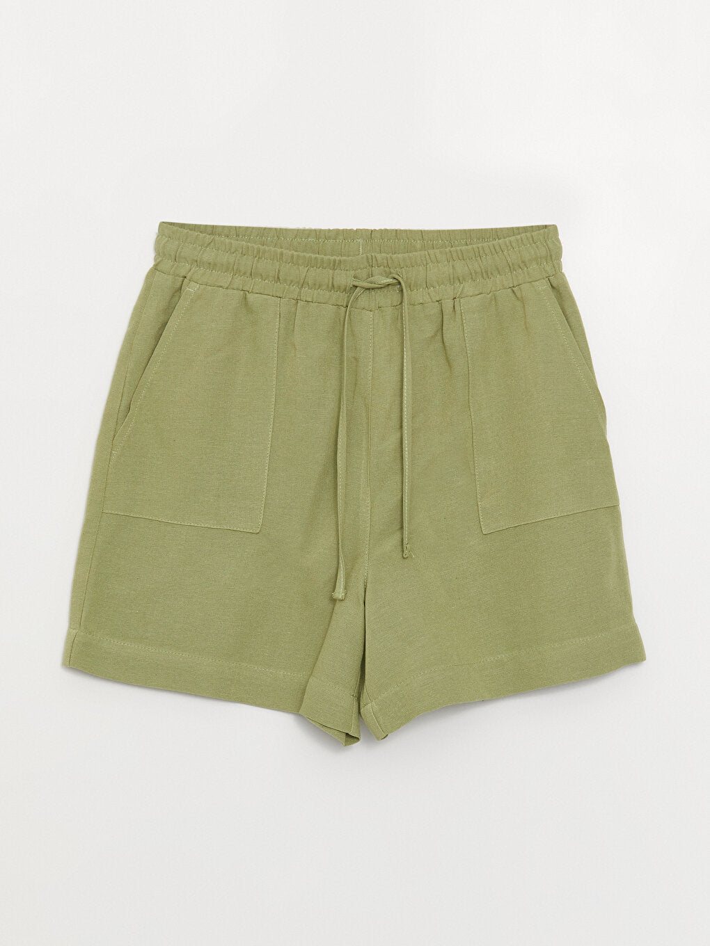 Standard Fit Plain Linen Blend Women's Shorts