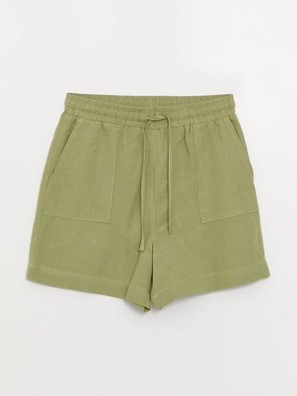 Standard Fit Plain Linen Blend Women's Shorts