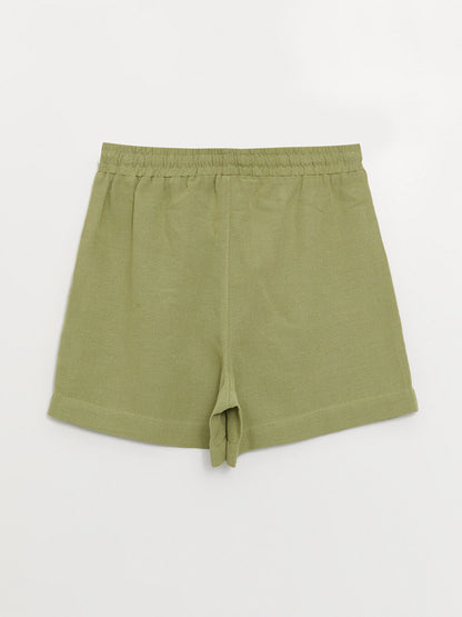 Standard Fit Plain Linen Blend Women's Shorts