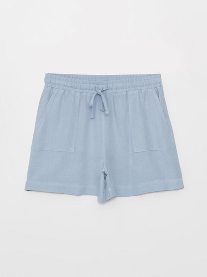 Standard Fit Plain Linen Blend Women's Shorts