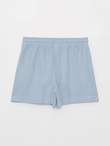 Standard Fit Plain Linen Blend Women's Shorts