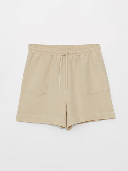 Standard Fit Plain Linen Blend Women's Shorts