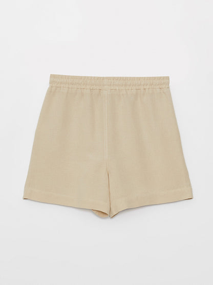 Standard Fit Plain Linen Blend Women's Shorts