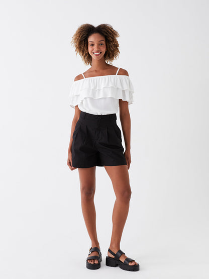 Plain Comfortable Poplin Women's Shorts