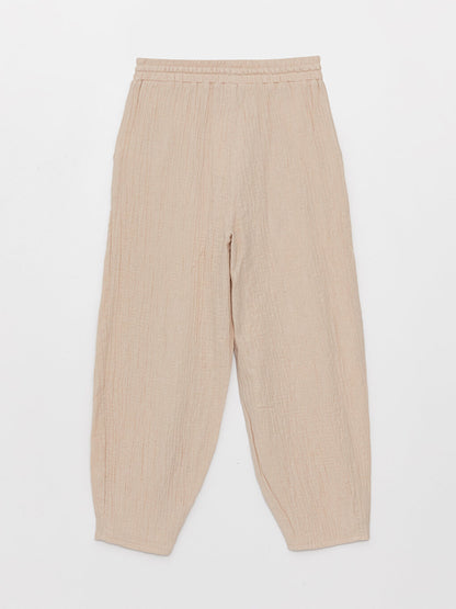 Carrot Cut Women's Trousers with Elastic Waist