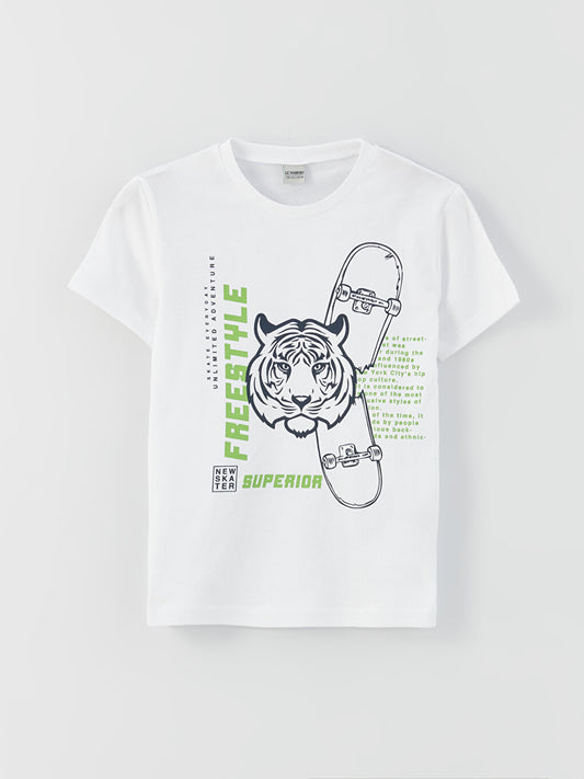 Crew Neck Printed Short Sleeve Boy's T-Shirt