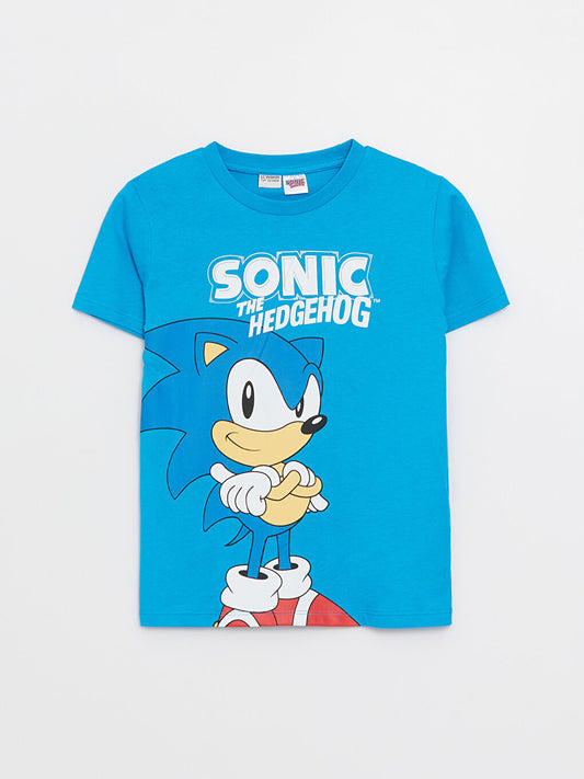 Crew Neck Sonic Printed Short Sleeve Boys' T-Shirt