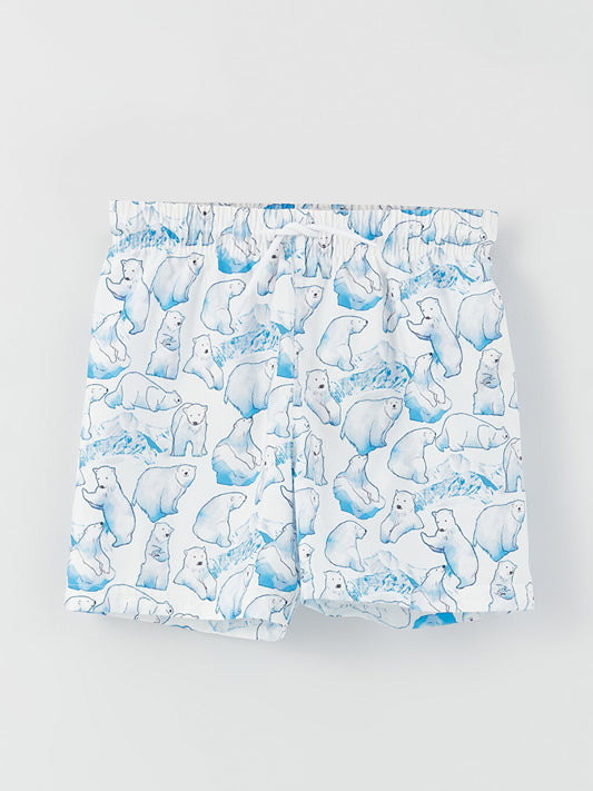 Patterned Boys' Swim Shorts with Elastic Waist