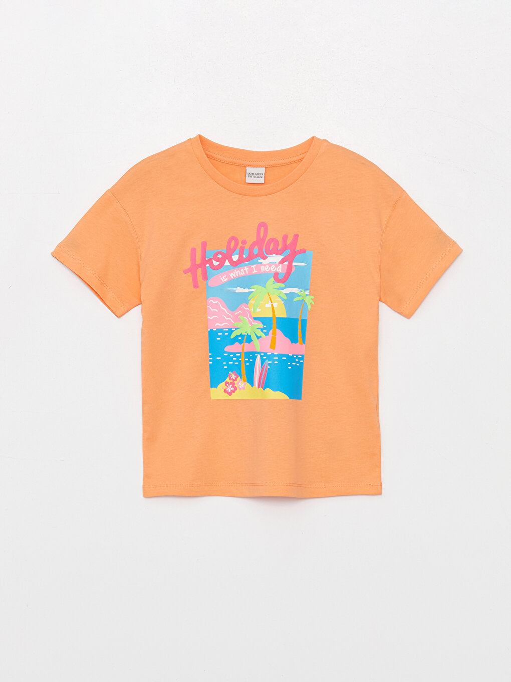 Crew Neck Printed Short Sleeve Girls' T-Shirt