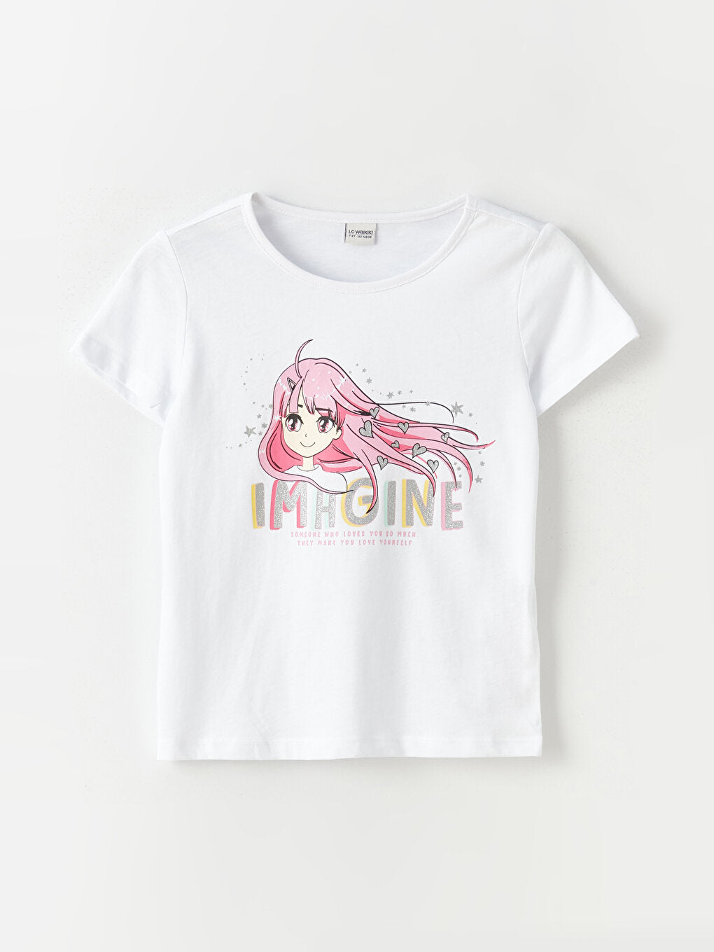 Crew Neck Printed Short Sleeve Girls' T-Shirt