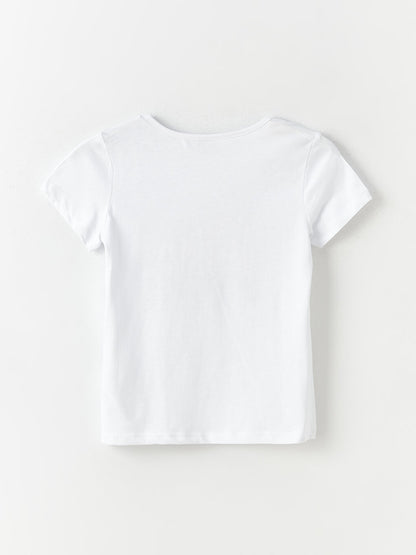 Crew Neck Printed Short Sleeve Girls' T-Shirt