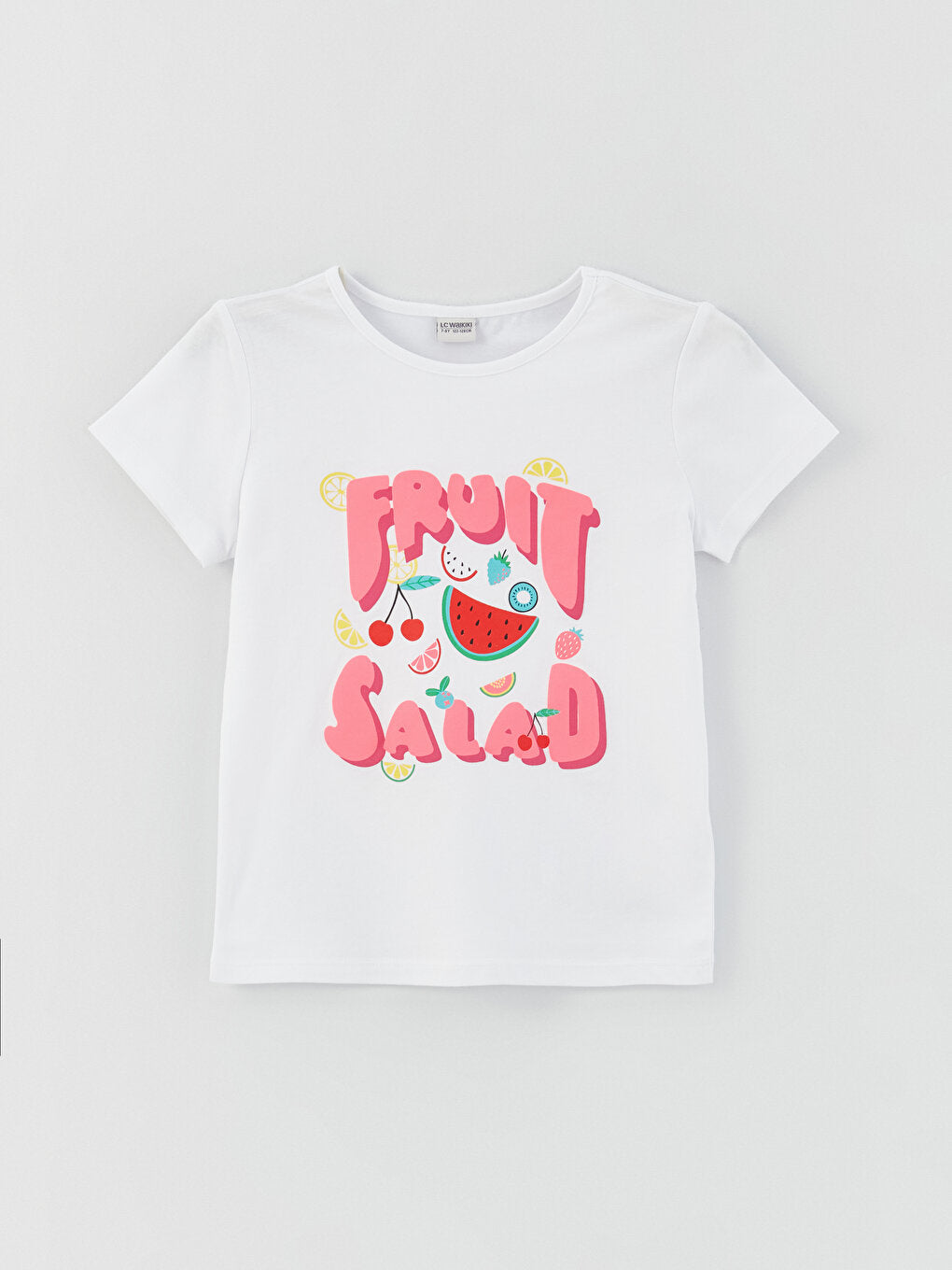 Crew Neck Printed Short Sleeve Girls' T-Shirt