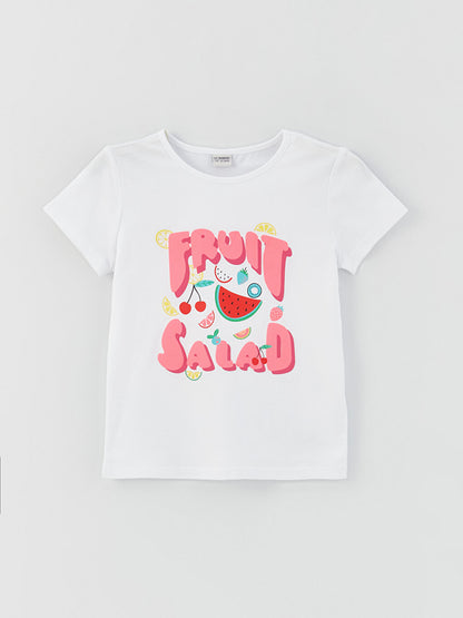 Crew Neck Printed Short Sleeve Girls' T-Shirt