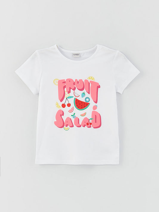 Crew Neck Printed Short Sleeve Girls' T-Shirt