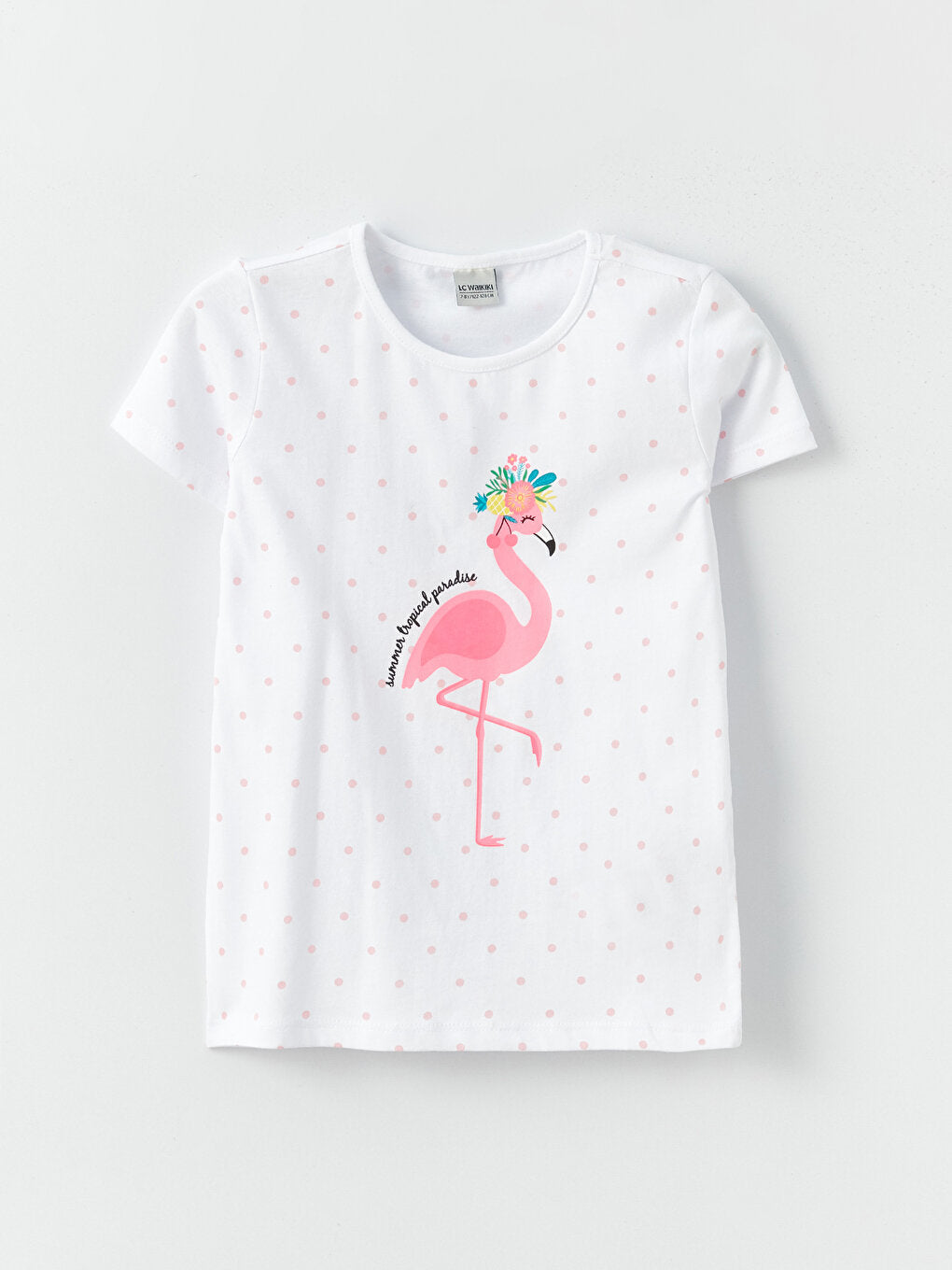 Crew Neck Printed Short Sleeve Girls' T-Shirt