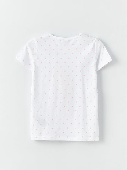 Crew Neck Printed Short Sleeve Girls' T-Shirt