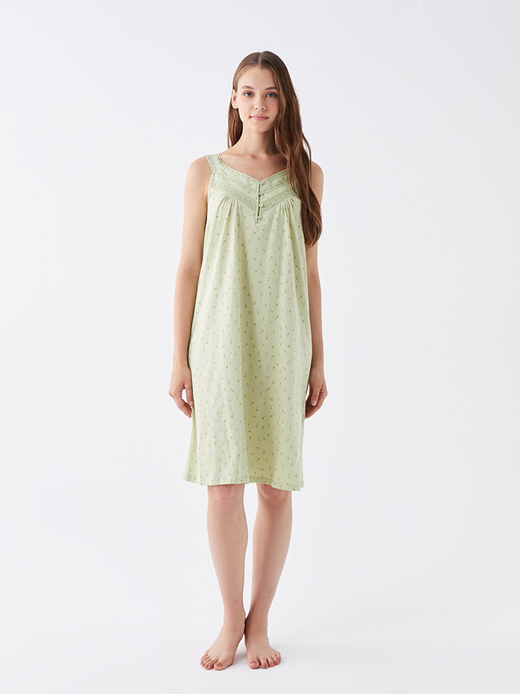 V-Neck Patterned Women's Nightgown