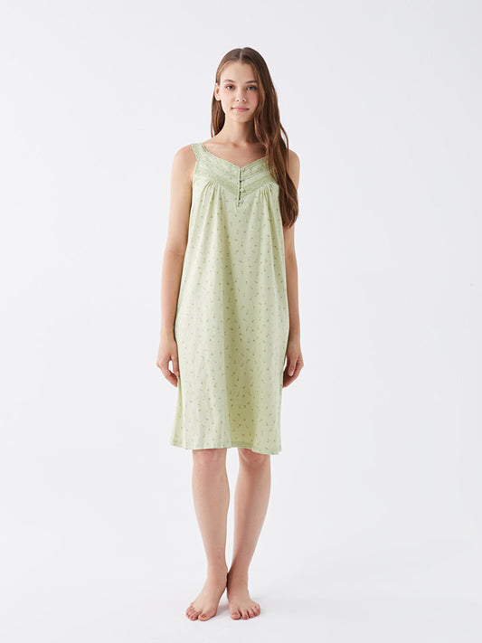 V-Neck Patterned Women's Nightgown